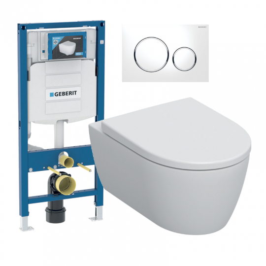 Geberit Icon Wand-WC-Set mit Deckel, Duofix-Vorwandelement und Bettigungsplatte