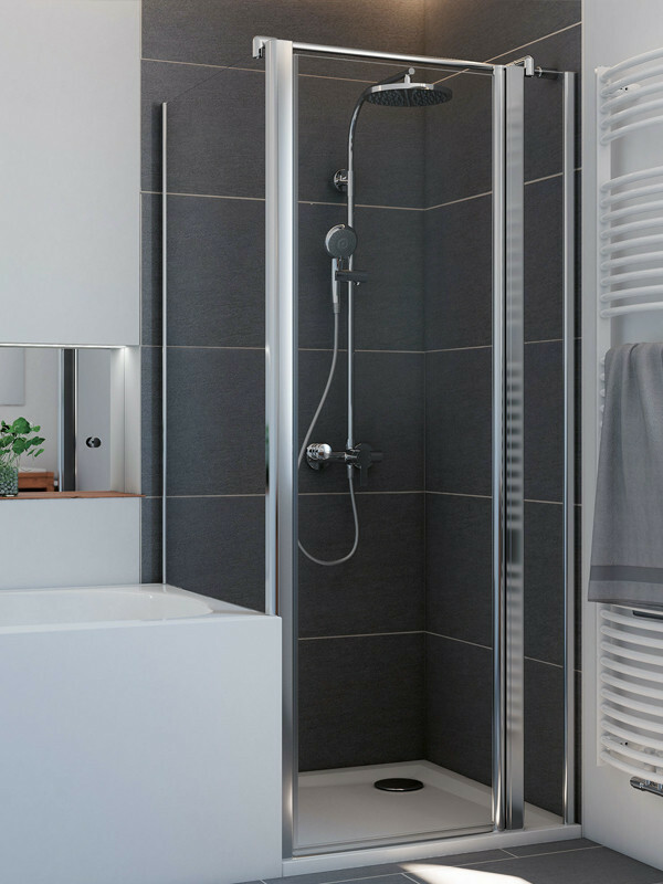 Produktbilder Breuer Elana 6 Eck-Duschkabine Drehtür mit Festteil und Badewannenseitenwand