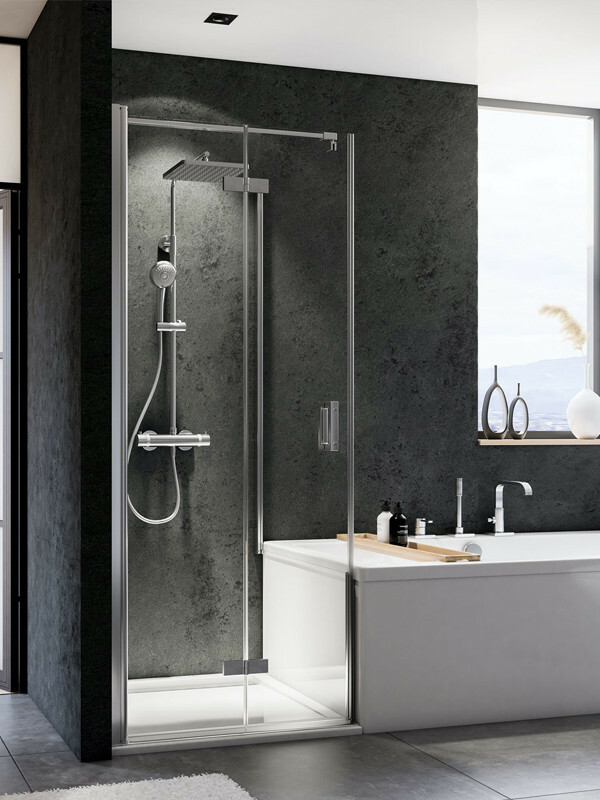 Produktbilder Breuer Panorama Eck-Duschkabine Drehfalttür mit Badewannenseitenwand, teilgerahmt