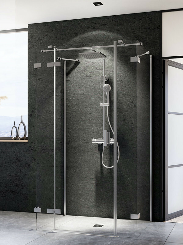 Produktbilder Breuer Panorama U-Duschkabine Drehtür mit Festteil, Nebenteil und 2 Seitenwänden, teilgerahmt