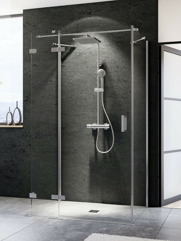 Produktbilder Breuer Panorama U-Duschkabine Drehtür mit Festteil und 2 Seitenwänden, teilgerahmt