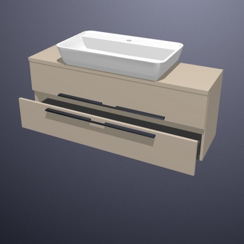 Burgbad Bel Aufsatzwaschbecken mit Waschtischunterschrank 1200 mm | Tiefe 405 mm | 2 Auszüge