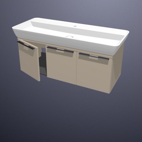 Burgbad Bel Aufsatzwaschbecken mit Waschtischunterschrank 1310 mm | Tiefe 545 mm | 3 Türen