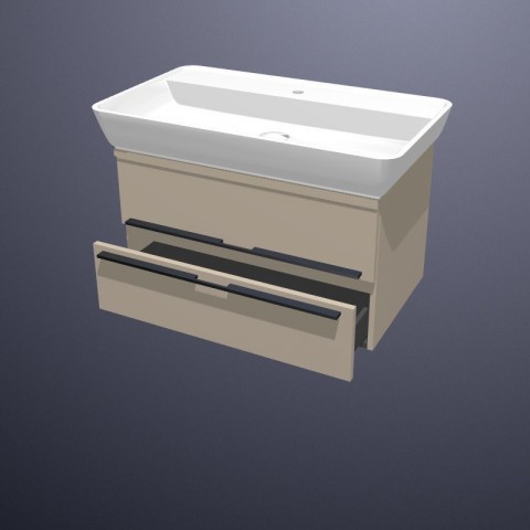 Burgbad Bel Aufsatzwaschbecken mit Waschtischunterschrank | Tiefe 545 mm | 2 Auszüge