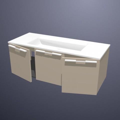 Burgbad Bel Mineralguss-Waschtisch mit Waschtischunterschrank | Tiefe 487 mm | 3 Türen