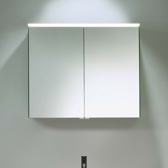 Burgbad Fiumo Spiegelschrank mit LED-Aufbauleuchte | 2 Spiegeltüren