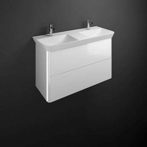 Burgbad Iveo Mineralguss-Doppelwaschtisch mit Waschtischunterschrank Breite 1200 mm | 2 Auszüge