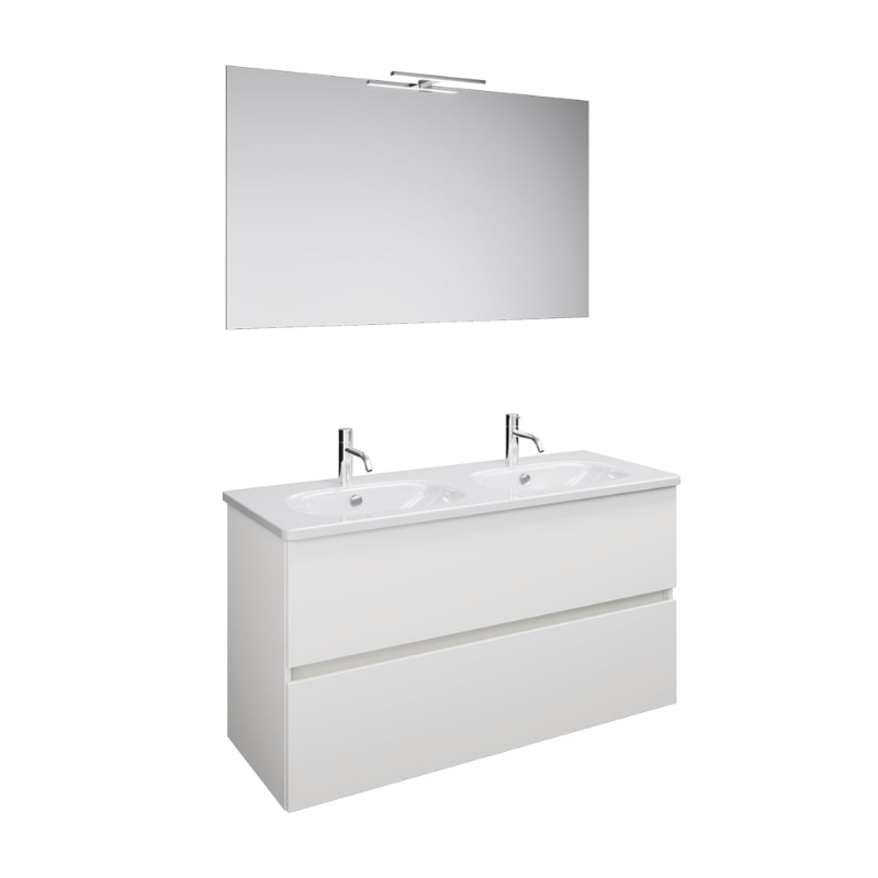 Produktbilder Burgbad Rocio Badmöbel-Set mit Doppelwaschtisch und Spiegel | 1200 mm