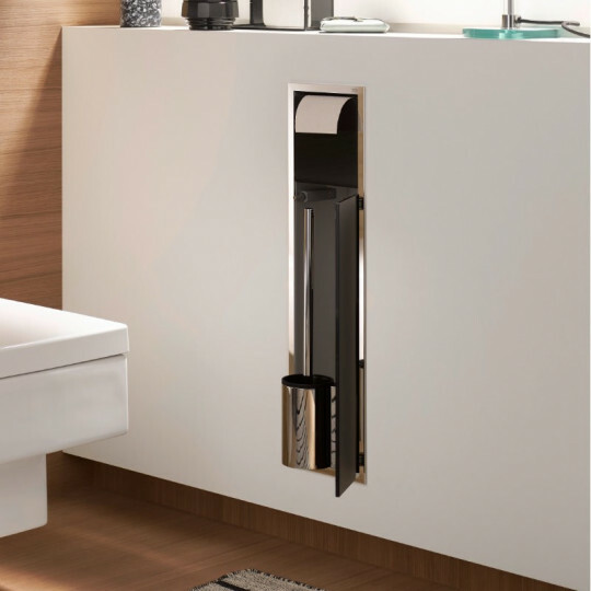 Emco asis 150 Papierhalter-Toilettenbürstengarnitur - Unterputzmodell | Höhe 654 mm
