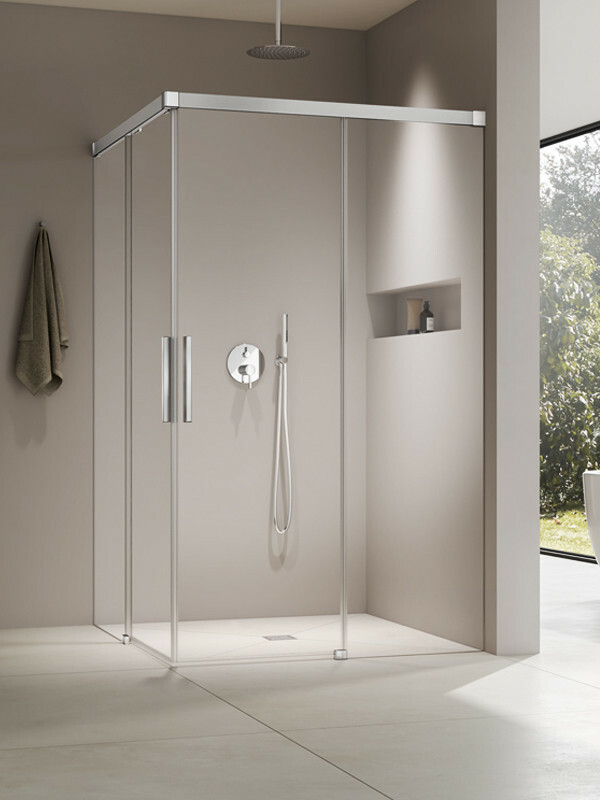 Produktbilder Kermi Nica Eckeinstieg-Duschkabine mit Gleittür ohne Wandprofil