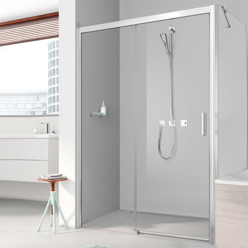 Produktbilder Kermi Pega Eck-Duschkabine mit Gleittür 2-teilig für Badewannenrand