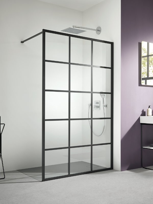 Produktbilder Kermi Walk-In XD Duschwand mit Glasdekor Gitter