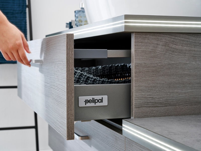 Pelipal Pcon Waschtischplatte Holzwerkstoff gerade | Höhe 40 mm | LED Bild 7
