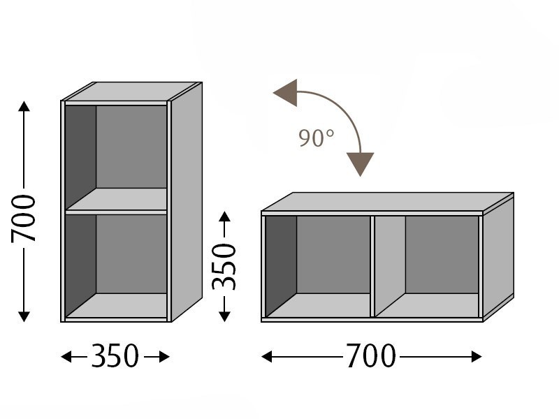 Produktbilder Sanipa Cubes Regalmodul offen 350/700 mm | 1 Zwischenboden