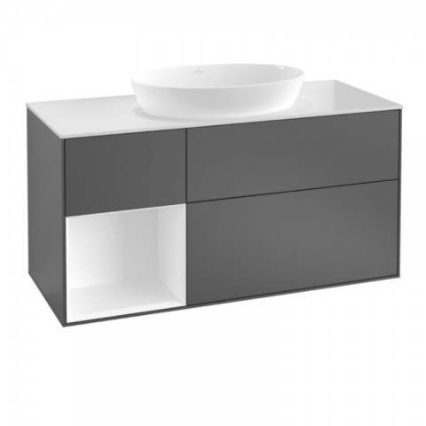 Villeroy & Boch Finion Waschtischunterschrank für Aufsatzbecken | Regal links | Breite 1200 mm