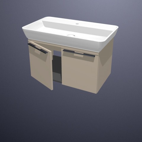 burgbad Bel Aufsatzwaschbecken mit Waschtischunterschrank 910 mm | Tiefe 545 mm | 2 Türen