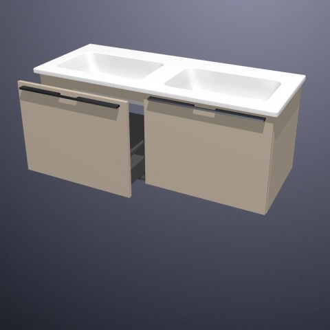 burgbad Bel Doppelwaschtisch mit Waschtischunterschrank 1230 mm| Tiefe 495 mm | 2 Auszüge