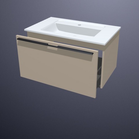 burgbad Bel Glas-Waschtisch mit Waschtischunterschrank | Tiefe 490 mm | 1 Auszug