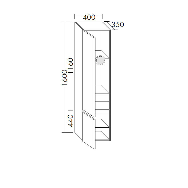 Produktbilder burgbad Bel Hochschrank | 2 Türen | 2 Innenschubladen | LED-Innenbeleuchtung