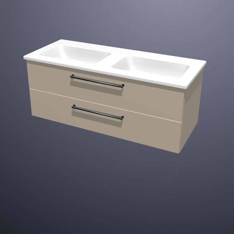 Produktbilder burgbad Bel Keramik-Doppelwaschtisch mit Sys30 Waschtischunterschrank SFOL | 2 Auszüge