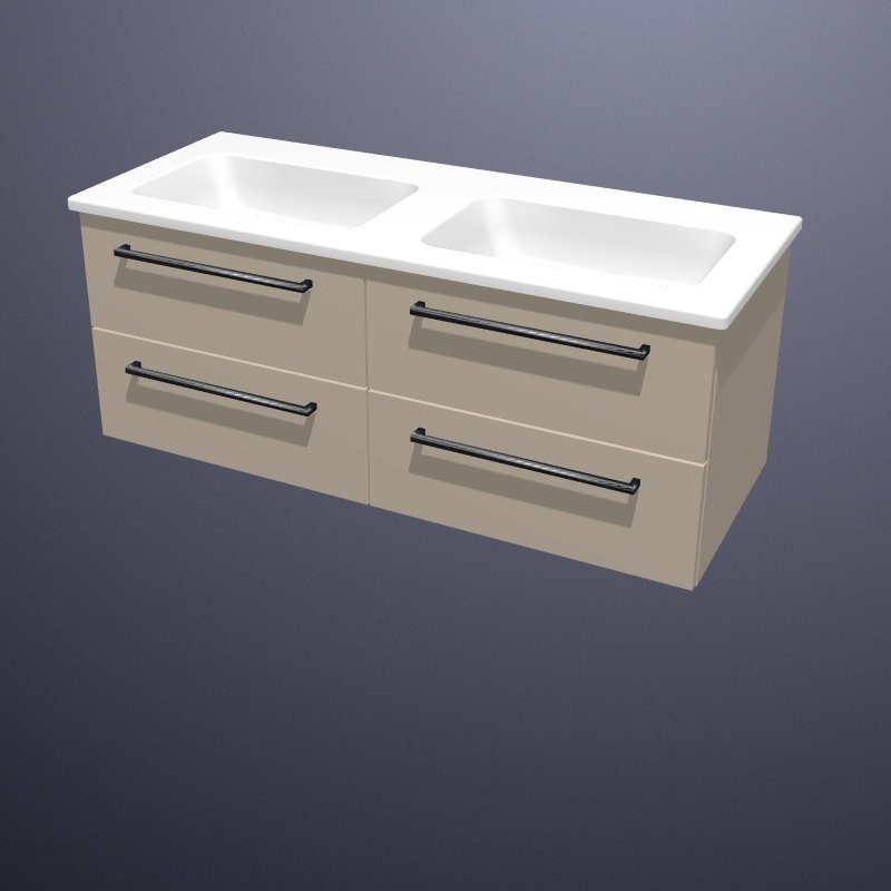 Produktbilder burgbad Bel Keramik-Doppelwaschtisch mit Sys30 Waschtischunterschrank SFOM | 4 Auszüge