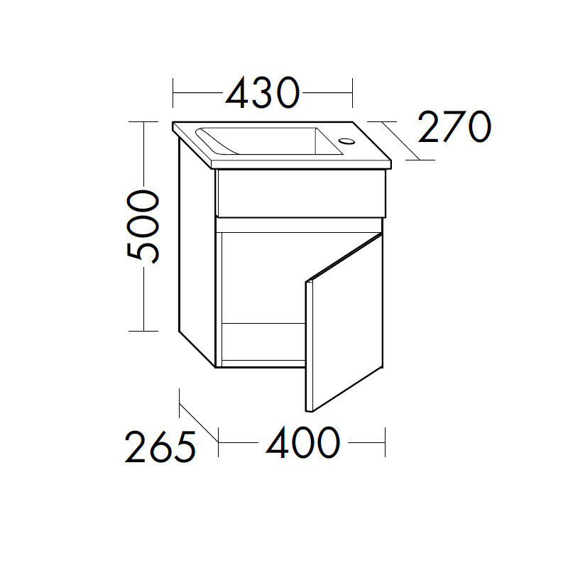 Produktbilder burgbad Bel Keramik-Handwaschbecken mit Unterschrank | Tiefe 270 mm | 1 Tür