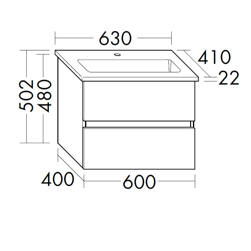 Produktbilder burgbad Bel Keramik-Waschtisch mit Unterschrank 630 mm | Tiefe 410 mm | 2 Auszüge