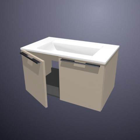burgbad Bel Mineralguss-Waschtisch mit Waschtischunterschrank | Tiefe 487 mm | 2 Türen