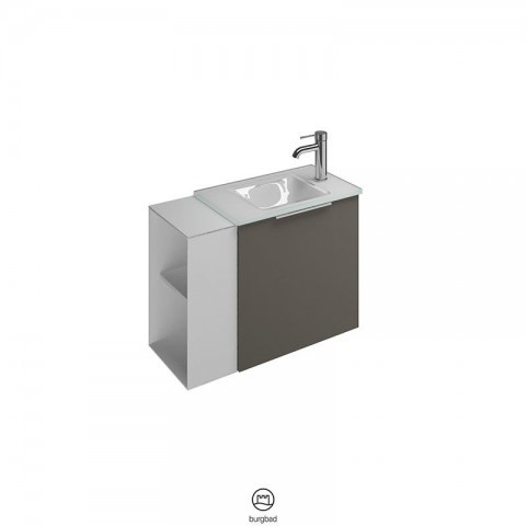 burgbad Eqio G-Handwaschbecken mit Waschtischunterschrank Gästebad Breite 690 mm | 1 Klappe