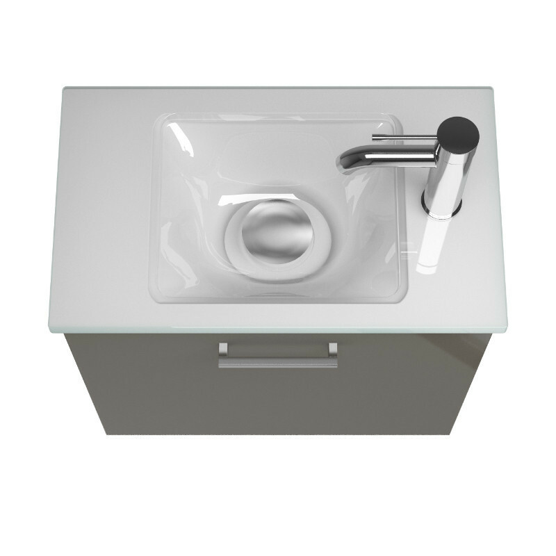 burgbad Eqio Glas-Handwaschbecken mit Unterschrank Gästebad 520 mm | 1 Klappe Bild 2