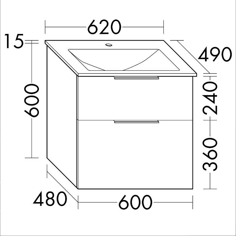 burgbad Eqio Glas-Waschtisch mit Unterschrank 620 mm | 2 Auszüge Bild 8