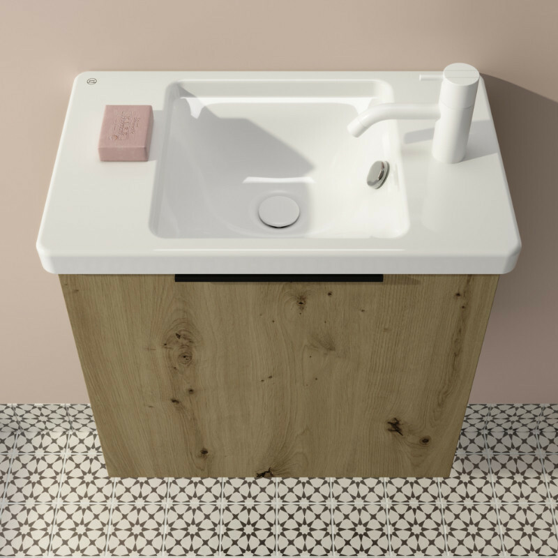 burgbad Eqio Keramik-Handwaschbecken mit Unterschrank Gästebad 530 mm | 1 Klappe Bild 3