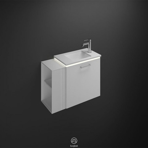 burgbad Eqio M-Handwaschbecken mit Waschtischunterschrank Gästebad Breite 690 mm | 1 Klappe