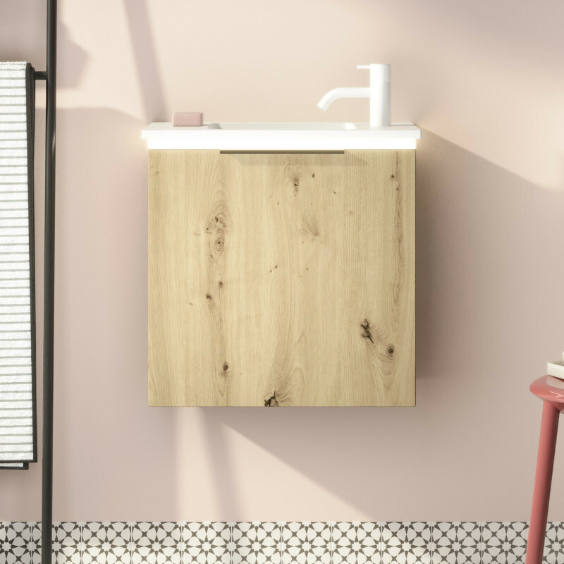 Produktbilder burgbad Eqio Mineralguss-Handwaschbecken mit Unterschrank Gästebad 520 mm | 1 Klappe