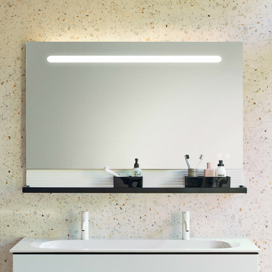 burgbad Fiumo Spiegel mit LED-Beleuchtung und Wandpaneel