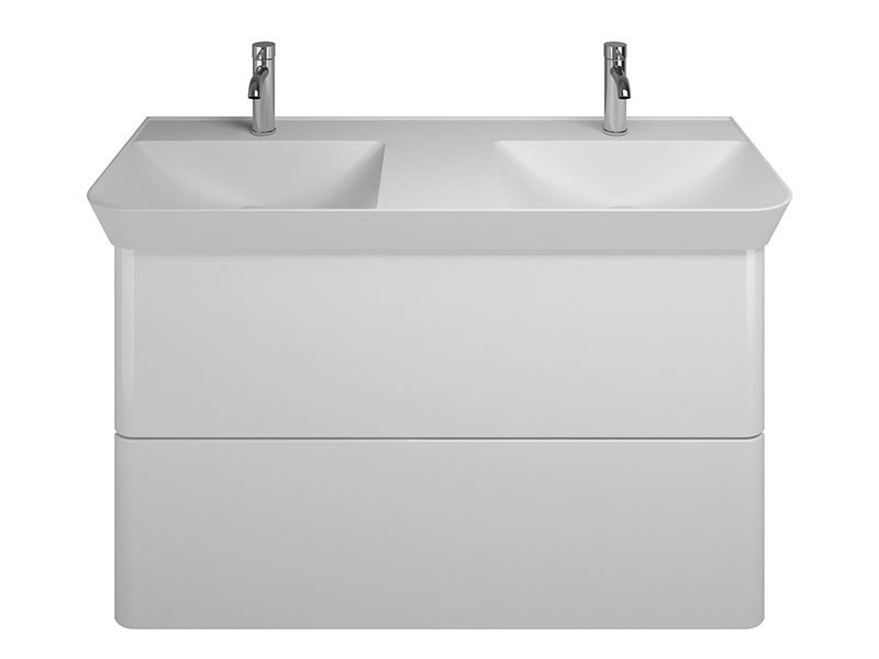 burgbad Iveo Mineralguss-Doppelwaschtisch mit Waschtischunterschrank Breite 1200 mm | 2 Auszüge Bild 2