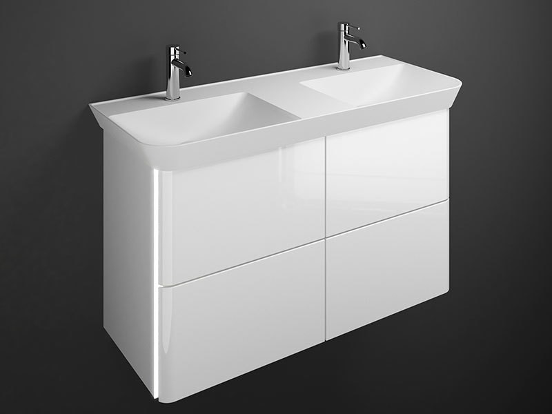 Produktbilder burgbad Iveo Mineralguss-Doppelwaschtisch mit Waschtischunterschrank Breite 1200 mm | 4 Auszüge