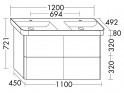 burgbad Iveo Mineralguss-Doppelwaschtisch mit Waschtischunterschrank Breite 1200 mm | 4 Auszüge Bild 4
