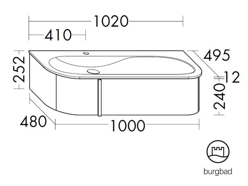 burgbad Lavo 2.0 Waschtisch inkl. Waschtischunterschrank | 1 Auszug Bild 4