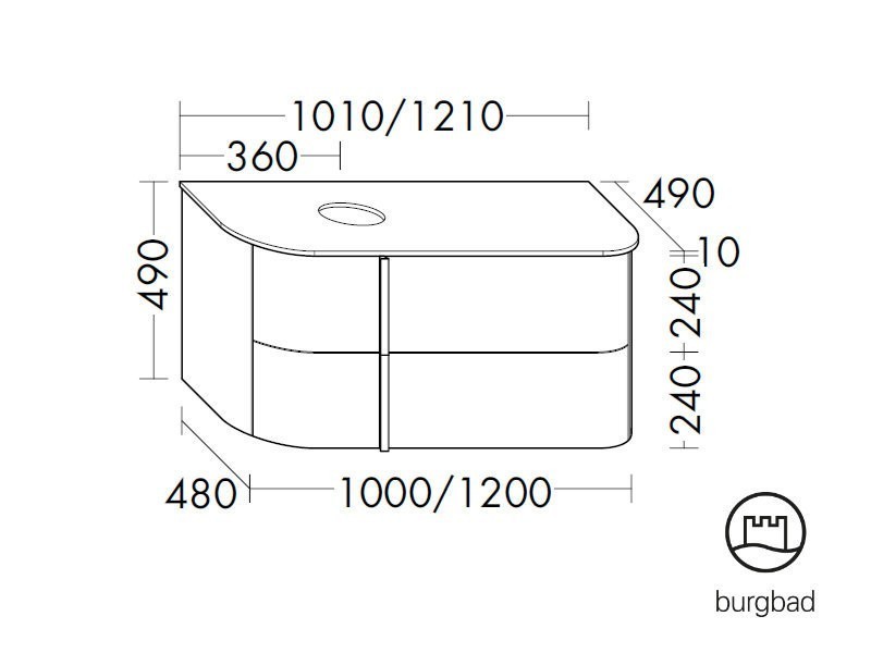 burgbad Lavo 2.0 Waschtischunterschrank mit Konsolenplatte | 2 Auszüge Bild 3
