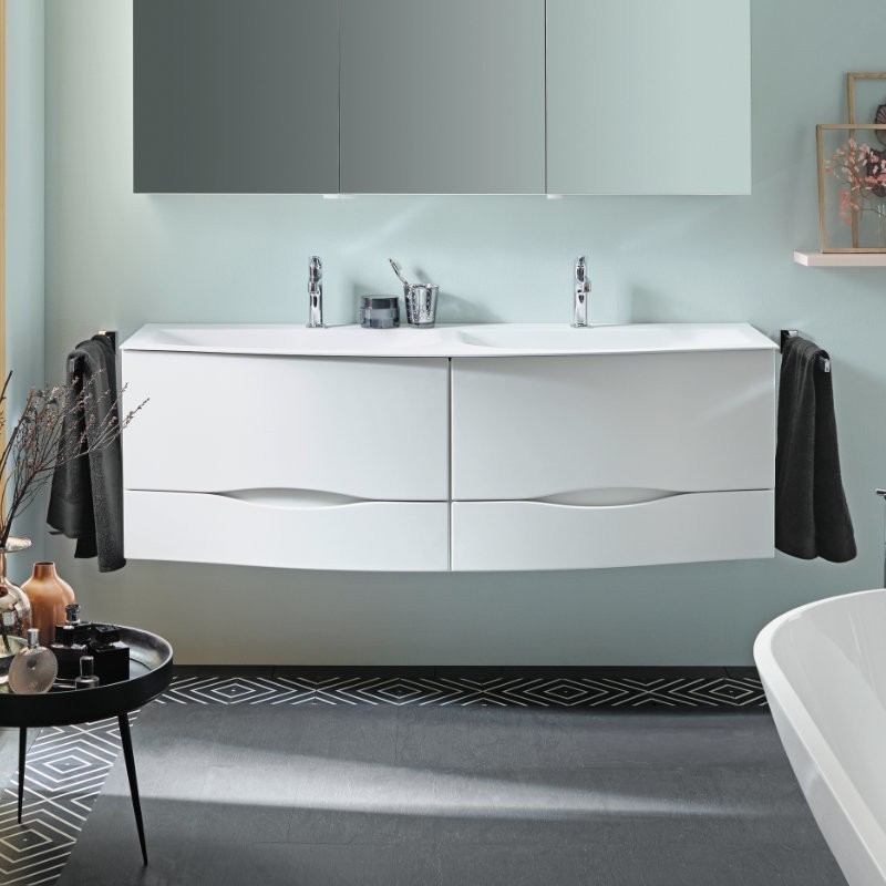 Produktbilder burgbad Sinea 2.0 Doppelwaschtisch mit Waschtischunterschrank 151, H 487 mm | 4 Auszüge