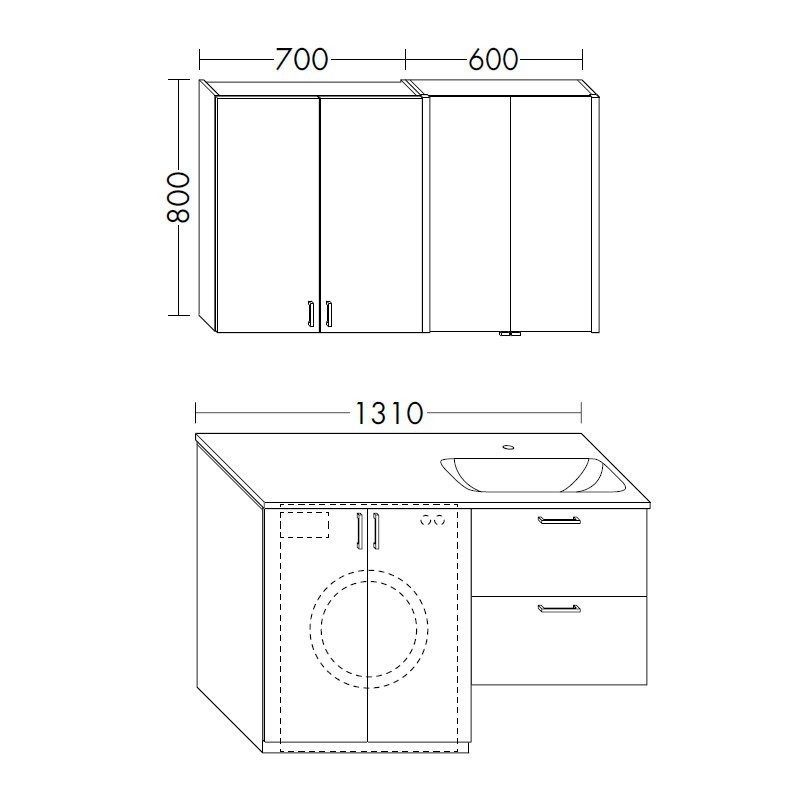 burgbad Sys30 Badmöbelset mit Waschmaschinenschrank Tiefe 660 mm | Breite 1310 mm Bild 2