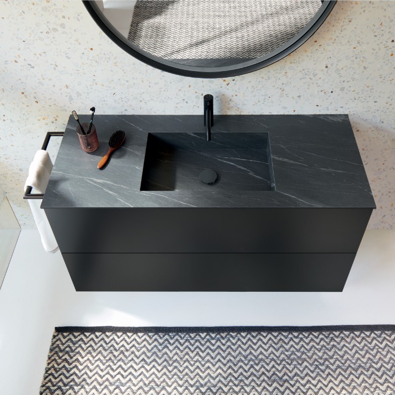 Burgbad SYS30 HPL Compact-Waschtisch in Marmor Schwarz
