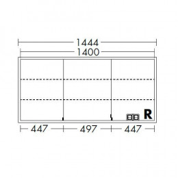 Breite 1400 mm Rahmen 1444 mm<br />3 Türen / Türanschlag L/L/R